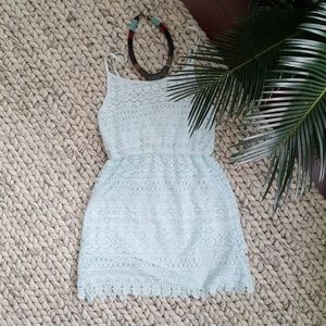 H&M sky blue crochet cover up dress xs